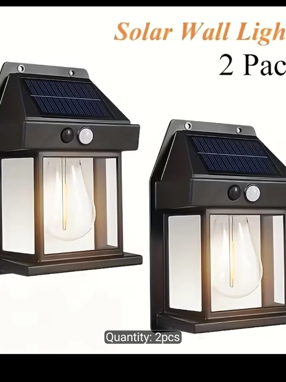 2pack of Solar Interaction Wall Lamp With 3 modes - Black